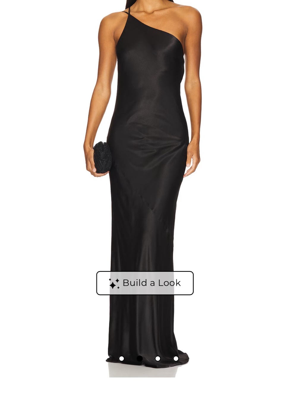 REVOLVE One-Shoulder Black Satin Evening Gown